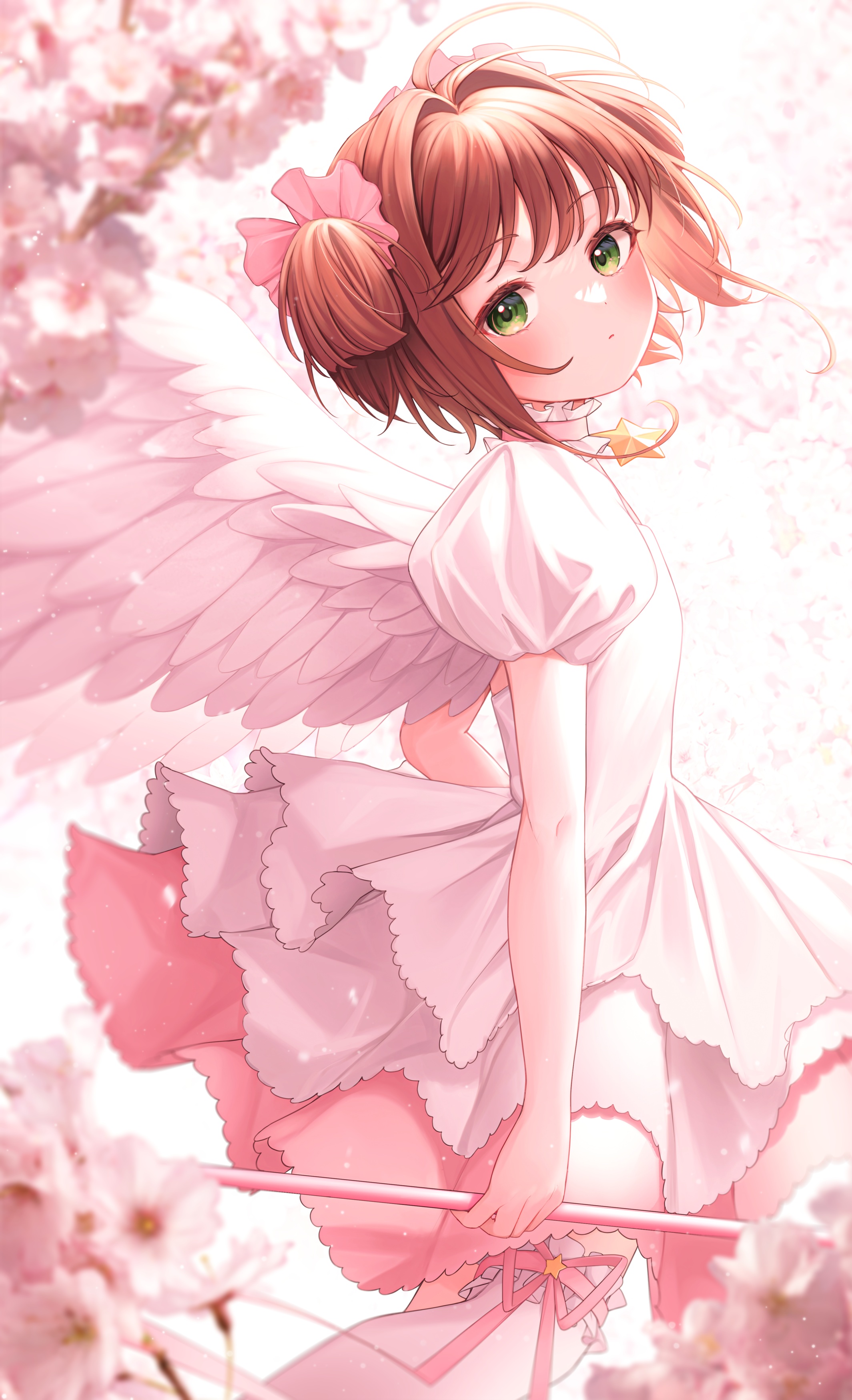 Pomeo Card Captor Sakura Kinomoto Sakura Dress Garter Thighhighs Wings 1005891 Yandere 1891